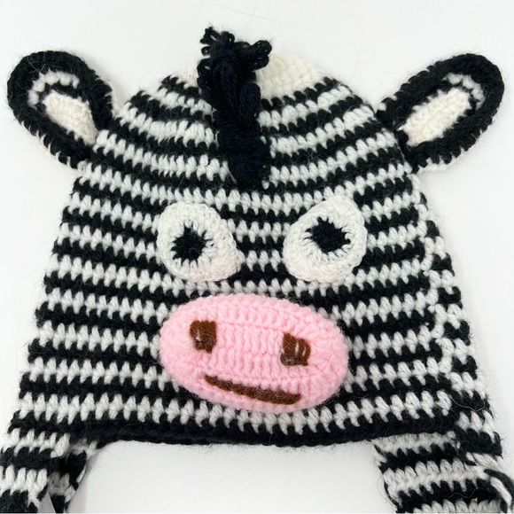 NWT Crochet Zebra Kids Hat Unisex Alpaca Hand Made in Peru Cute Fun Warm - Picture 2 of 5